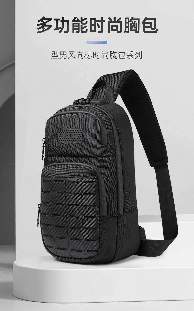 OZUKO Men's Tactical Chest Bag Waterproof Oxford Cloth Crossbody Chest Bag Trendy Outdoor Sports Shoulder Bag