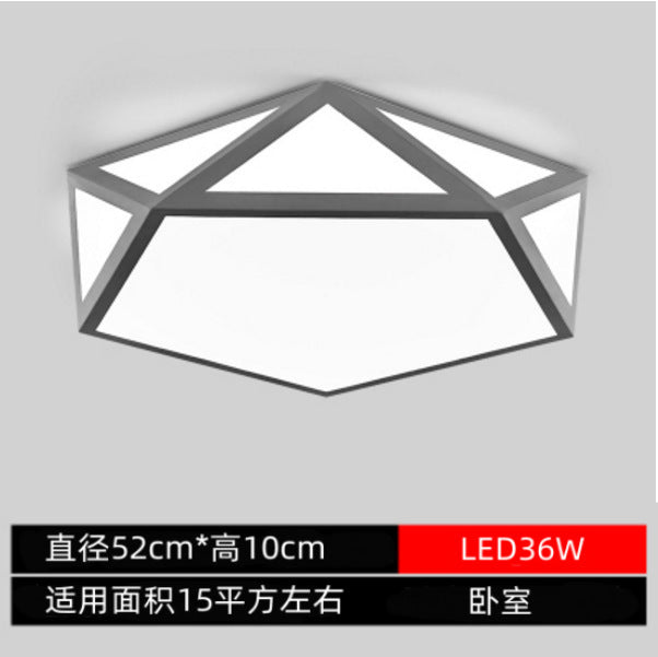 Minimalist Iron Art Acrylic Ceiling Light Nordic Diamond Geometric Hollow Children's Bedroom Colorful Macaron led Lamp