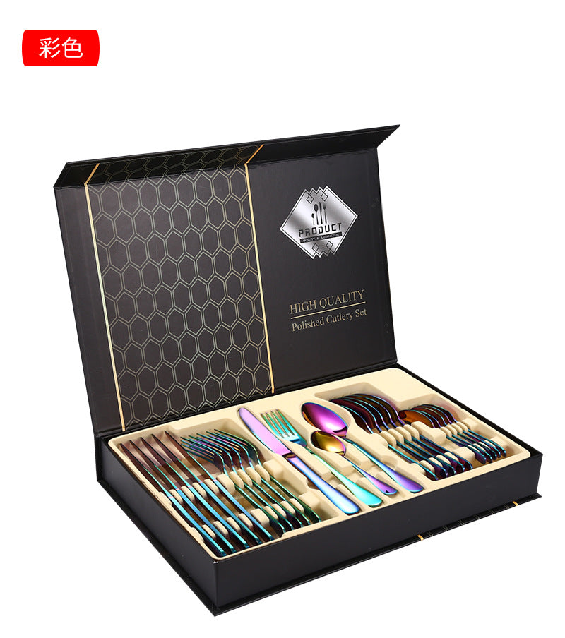 1010Stainless Steel Tableware Hotel Restaurant Knife Fork Spoon Set Western Steak Knife Fork24Set