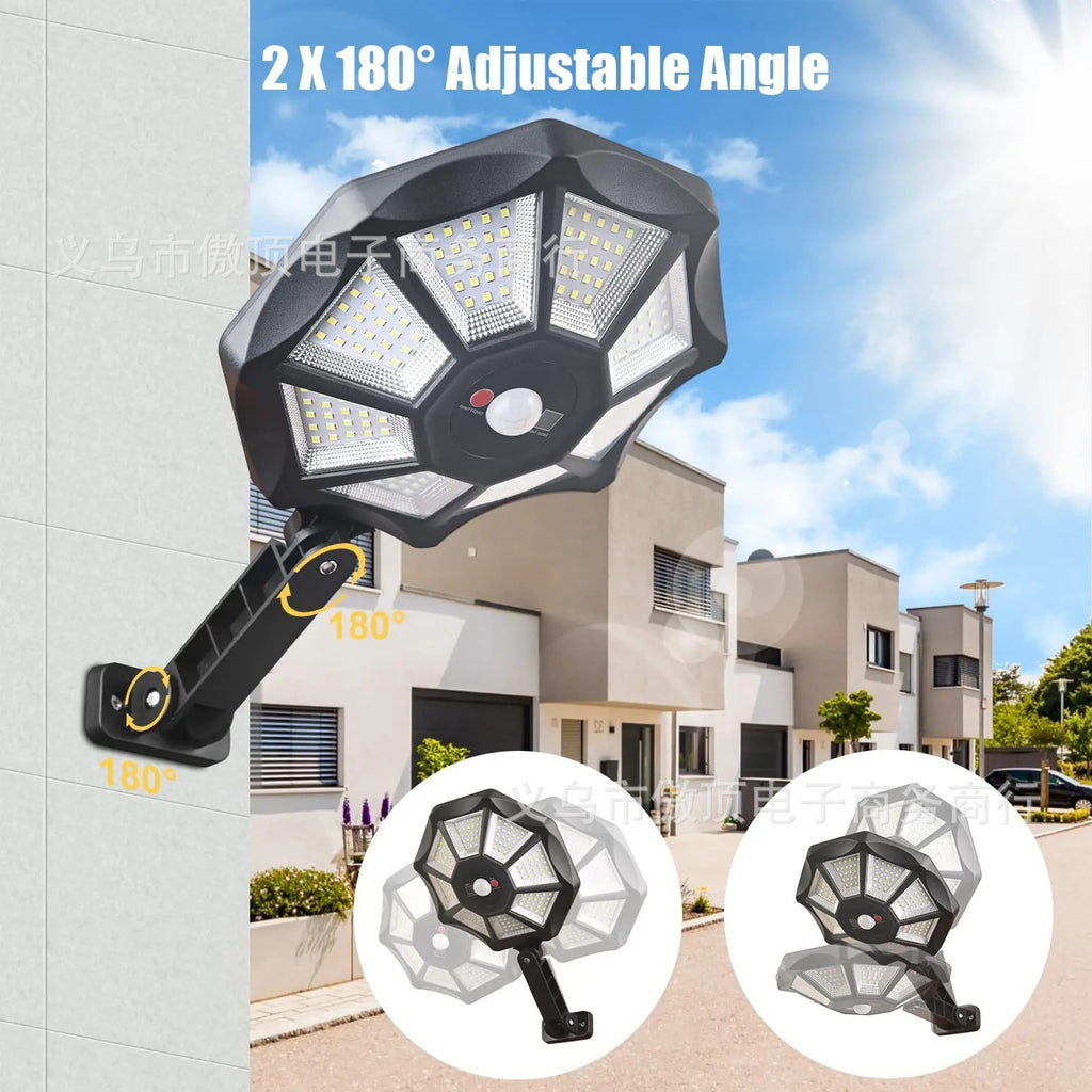 New Solar Light Outdoor Courtyard Human Body Sensing Street Light Remote Control Wall Light Waterproof Garden Garage Light