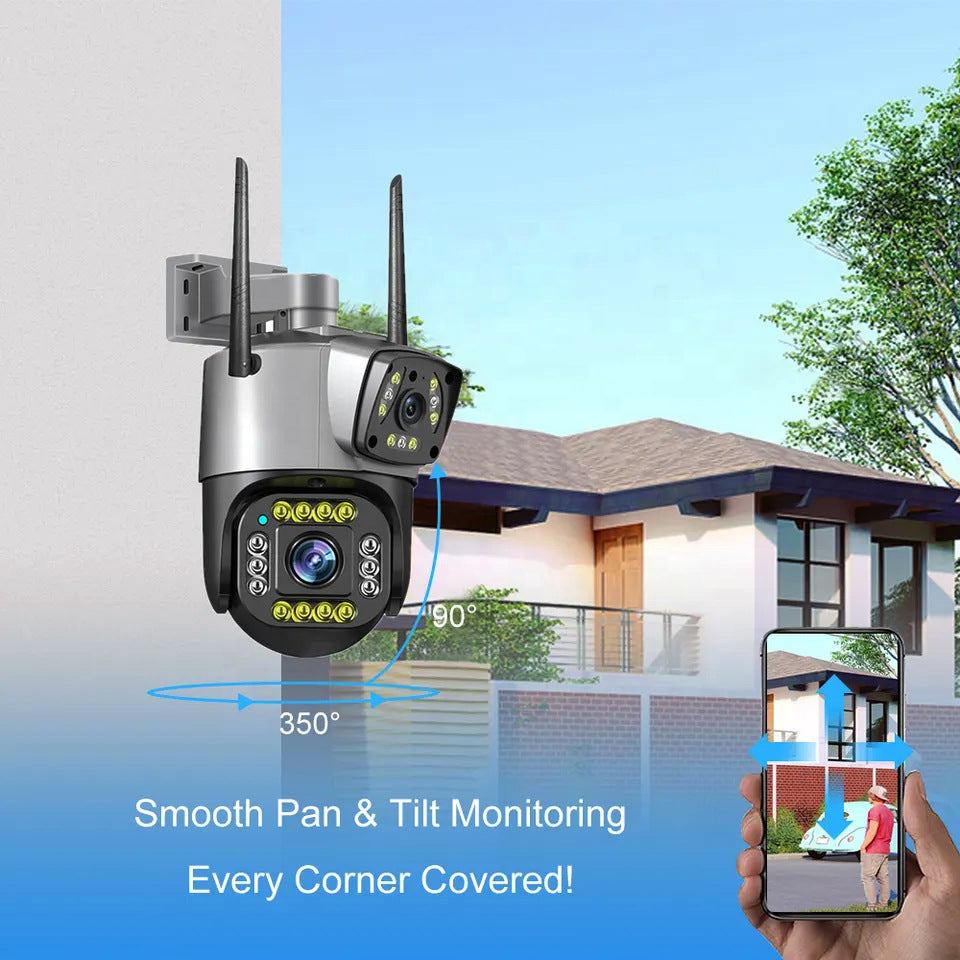 Binocular Security Monitoring V380Video Surveillance Camera Dual Screen Home Outdoor Surveillance Camera Ball HD