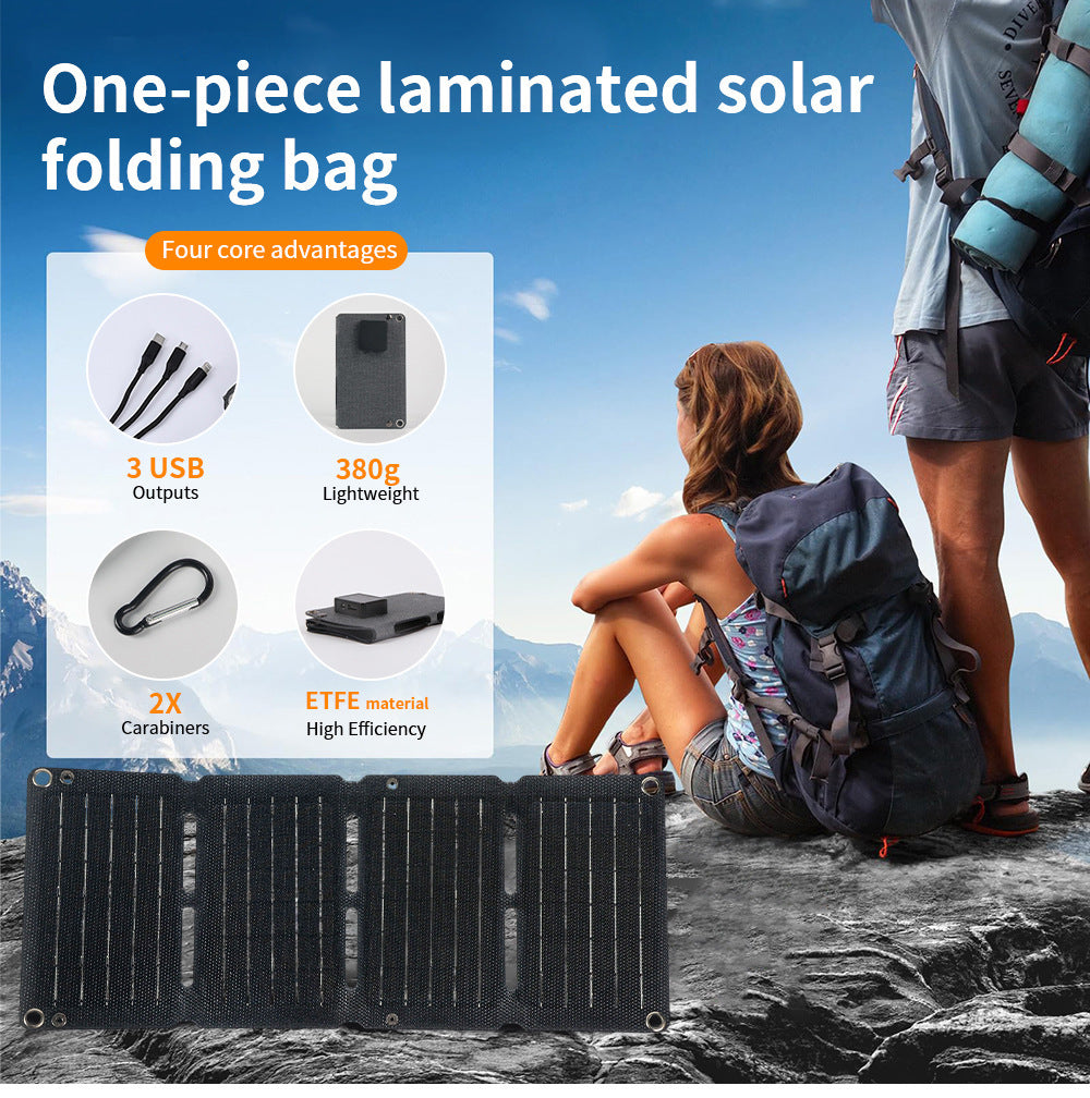 10W Solar Panel Solar Folding Bag ETFE Efficient Mobile Phone Power Bank Outdoor Portable Photovoltaic Power Supply