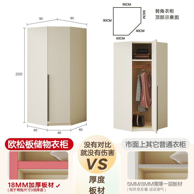 Solid Wood European Pine Board Door to Ceiling60cm Depth18mm Thickened Cabinet Body Wardrobe for Home Bedroom Cream Style Closet