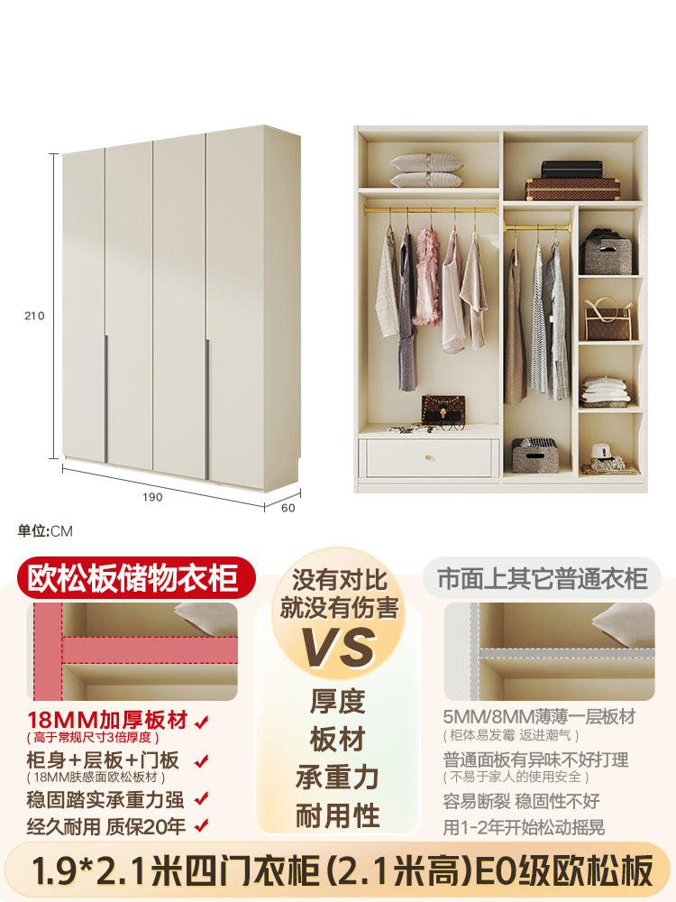 Custom Solid Wood Door-to-Ceiling Wardrobe2024Bestselling Home Bedroom E0Grade European Pine Board Storage Cabinet Furniture