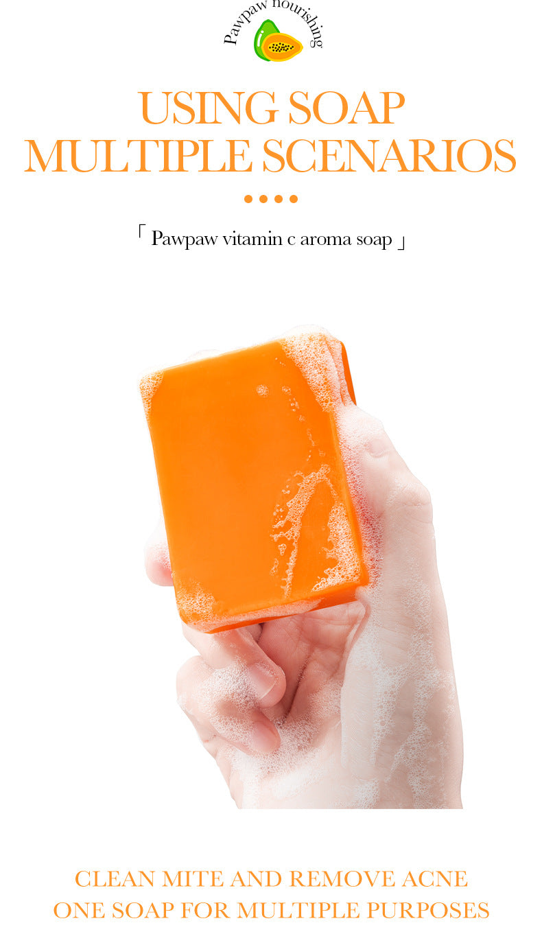 Papaya Handmade Soap100g BIOAOUA Vitamin C Cleansing and Bath Soap Cross-Border Wholesale