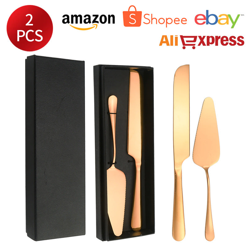 Stainless Steel Cake Knife and Spatula Set for Home Use gold Bread Knife and Spatula Restaurant Pizza Dessert Spatula Baking Utensils