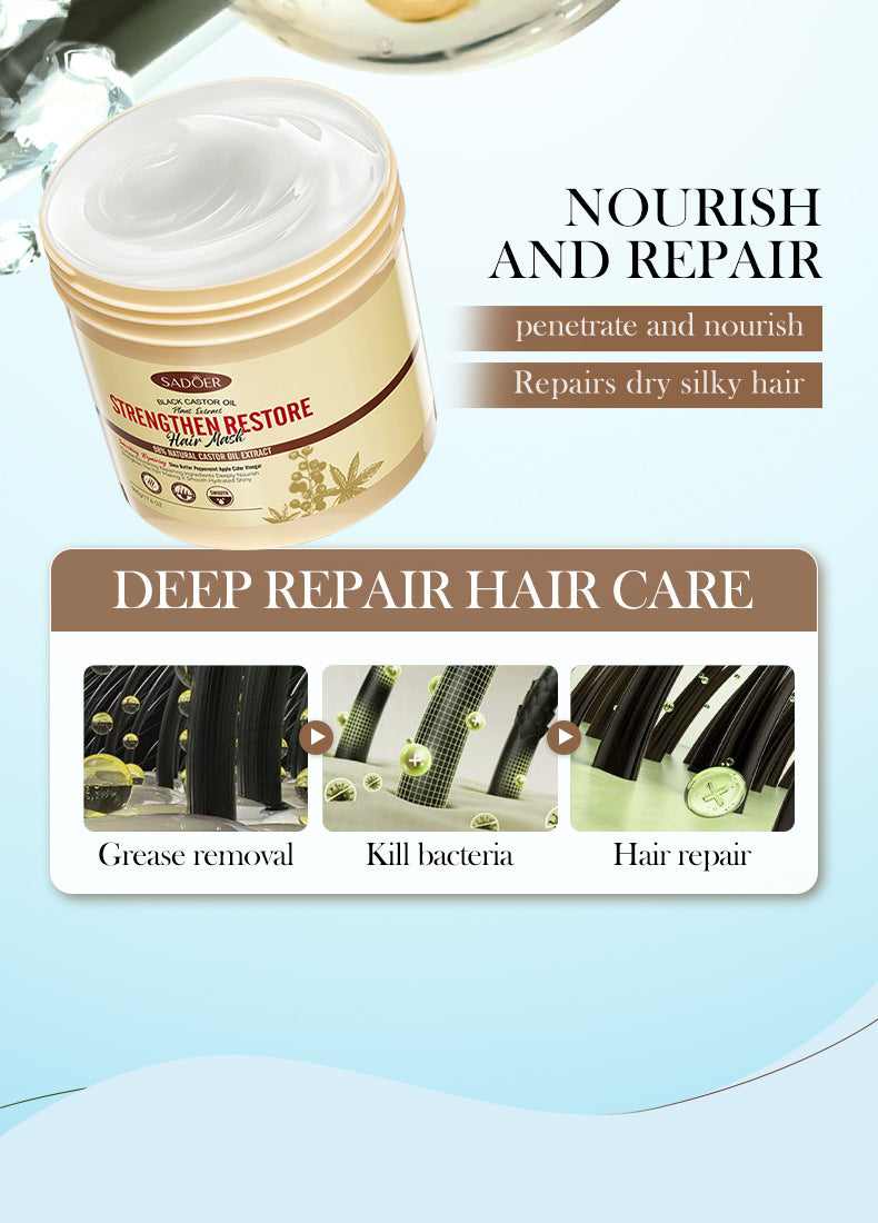 Black Castor Oil Hair Mask500gSADOER Nourishing, Smooth and Fluffy Conditioner Cross-Border Wholesale
