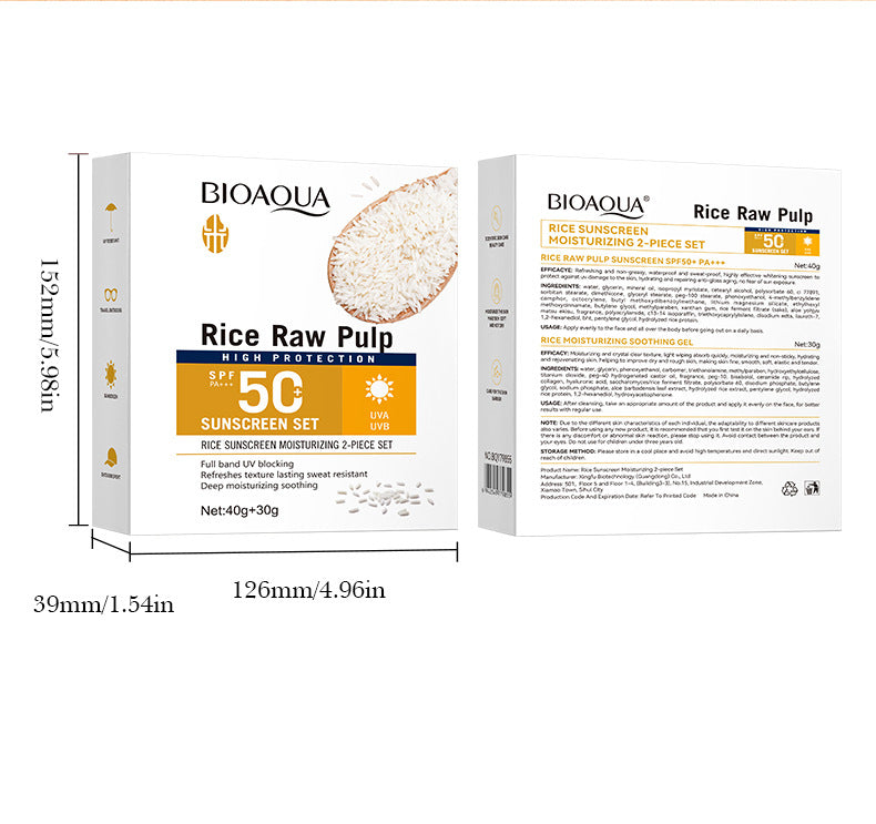 BIOAOUA Rice Puree Sunscreen Moisturizing Care2Set of Isolation Sunscreen Cream  Wholesale