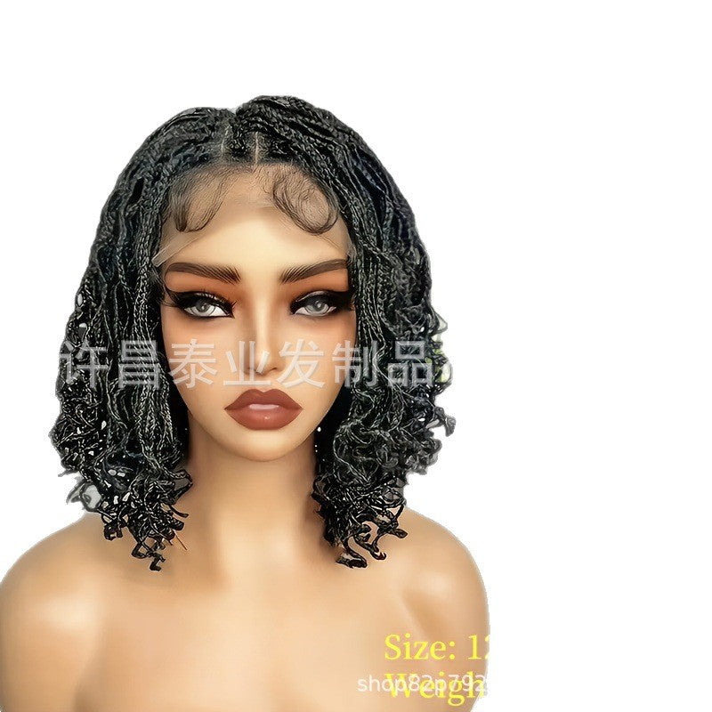 Synthetic Wig Dirty Look European and American Style Small Curls African Women Crochet Hair Extensions Afro Braid Wig All lace Headgear