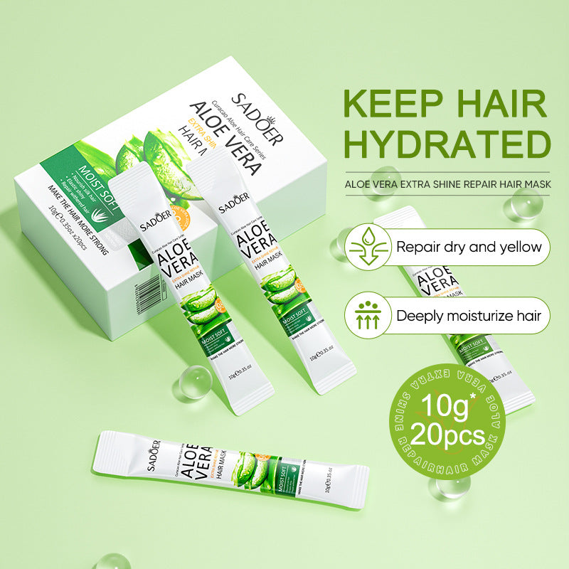 Aloe Vera Hair Mask10g*20pcs Smooth Improves Frizz and Smoothness Portable Export Manufacturer Wholesale