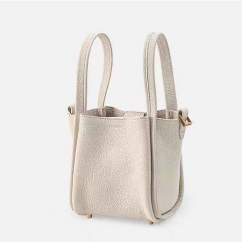 Medium Size Basket Series Women's Bag Top Layer Cowhide Fashion Women's Bag Large Capacity Shoulder Bag Crossbody Handbag Bucket Bag