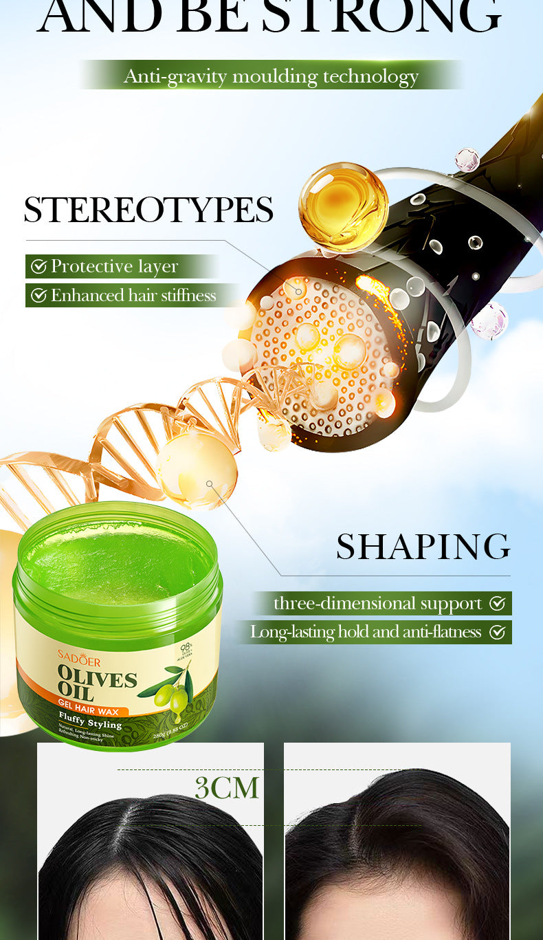 Full English Olive Oil Hair Styling Wax SADOER Nourishing Gel Styling Fluffy Hair Wax  Foreign Trade Wholesale