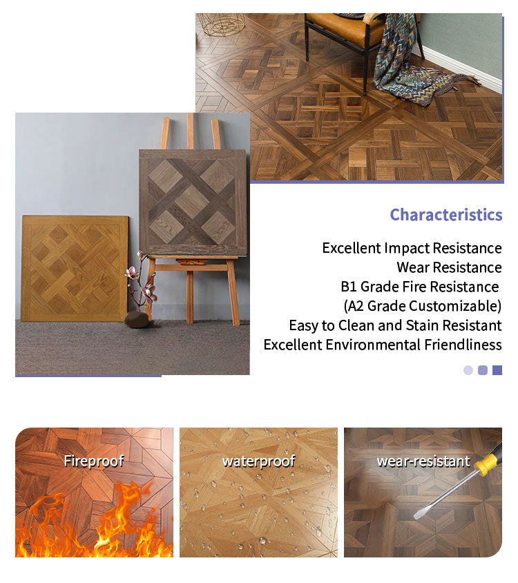 15mm Customizable Square Rosewood Parquet Wood Flooring | Multi-Layer Engineered Panels Outdoor Waterproof Luxury Premium