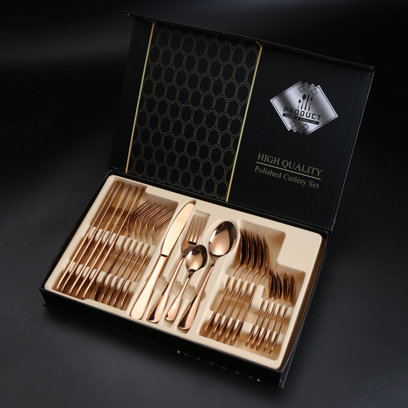 1010Cutlery Set Hotel Holiday Steak Western Food Tableware24Gift Set Wooden Box