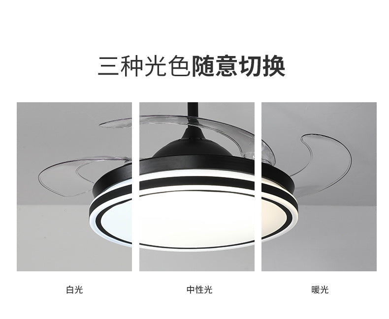 Invisible Fan Light Nordic Ceiling Fan Light High Wind Power Living Room Dining Room Bedroom Ceiling Mounted Variable Frequency Electric Fan Ceiling Light Integrated