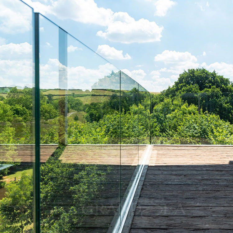 Aluminum U Channel Designs Frameless Balcony Staircase Swimming Pool Fence Glass Railing Balustrade & Handrails