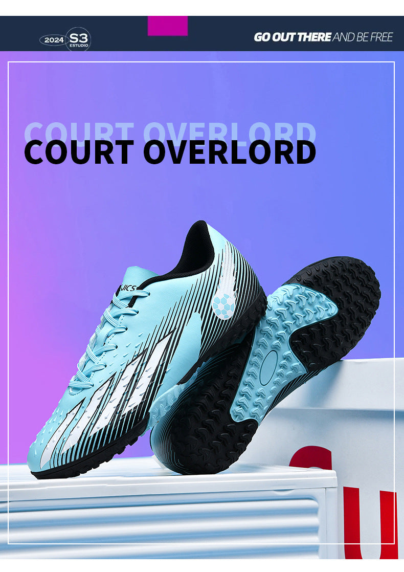 Gold-Plated Sole Men's Football Shoes with Studded Spikes AG Long Spike Shoes for Older Children, Middle and High School Students, Adults, Competition Training Sports Shoes