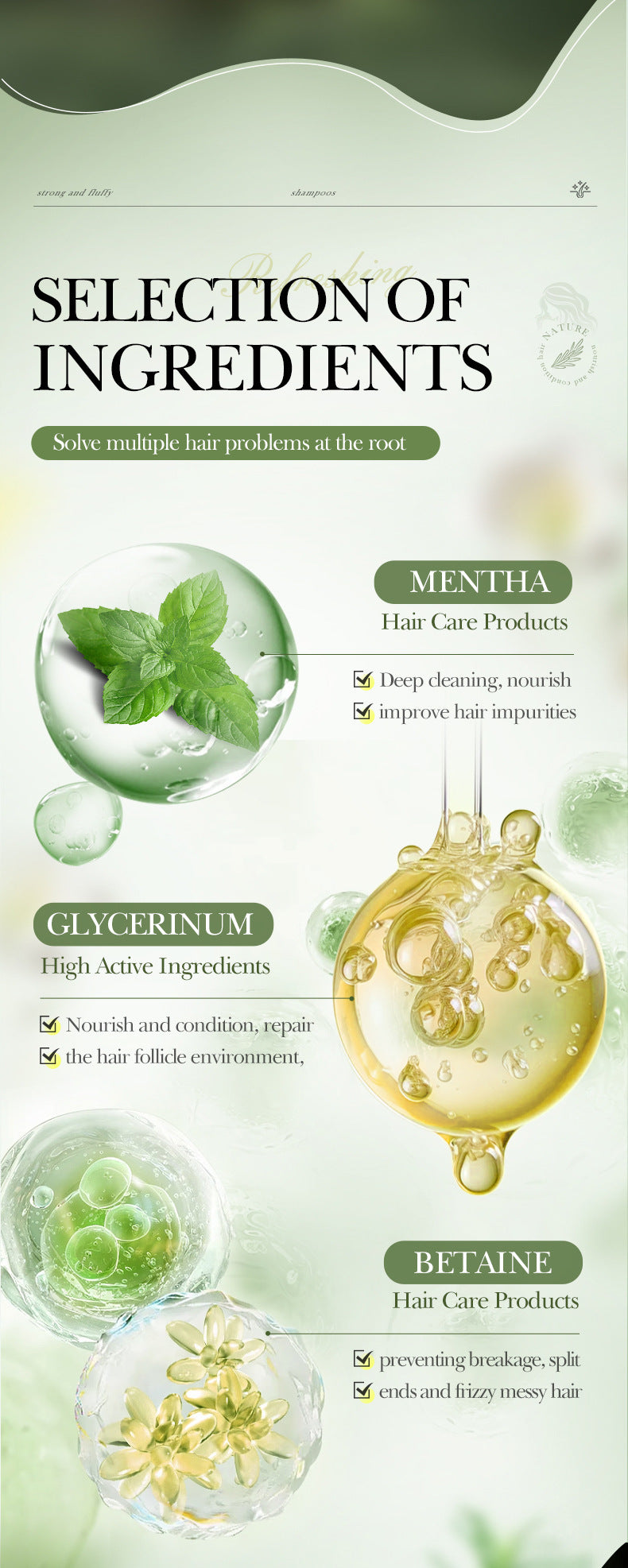 Full English Mint Rosemary Fluffy Shampoo SADOER Strong Shampoo  Wholesale