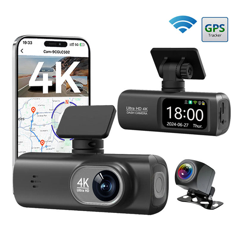 4K Hd V22Dual Lens Dash Cam GPS Mobile Phone APP Interconnection Dual Front and Rear Recording of Reversing Footage