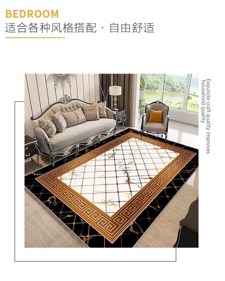 Crystal Velvet Carpet Luxury Stain-Resistant Easy Care Sofa Coffee Table Rug Home Bedroom Wear-Resistant Non-Slip Bedside Warm Blanket