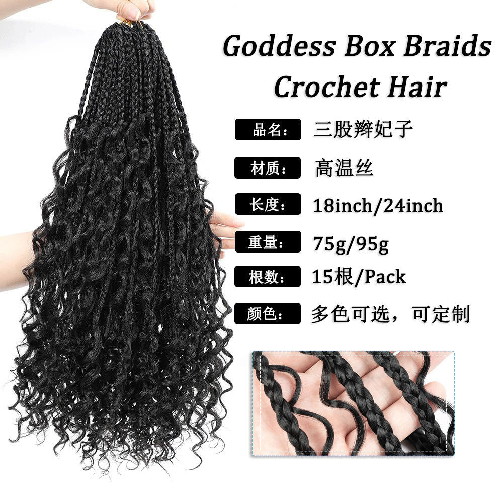 Three-strand Braid Concubine Xuchang Chemical Fiber Crochet Hair European and American Style Wig Braid Goddess Box Braids Hair