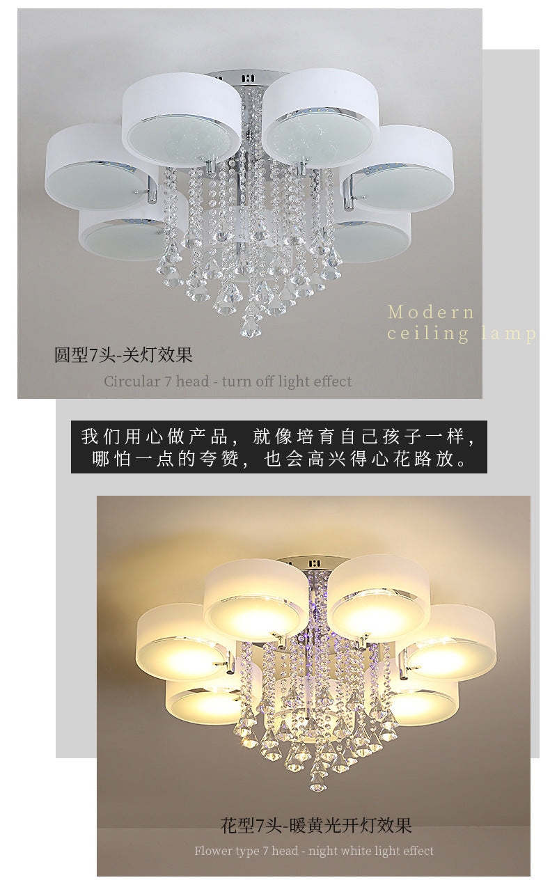Living Room Lamp Crystal Lamp LED Ceiling Lamp Round Bedroom Lamp Simple Modern Elegant Home Dining Room Balcony Lighting