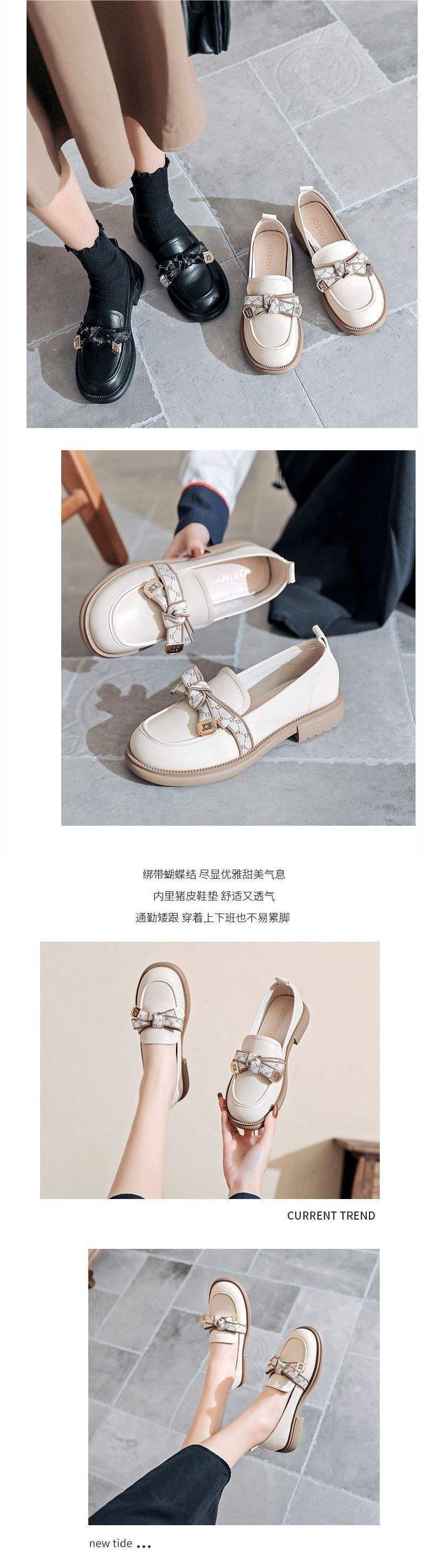Guirenfang Bowknot British Style Loafers for Women2025New Four Seasons Slip-On Fashion Women's Single Shoes Small Leather Shoes