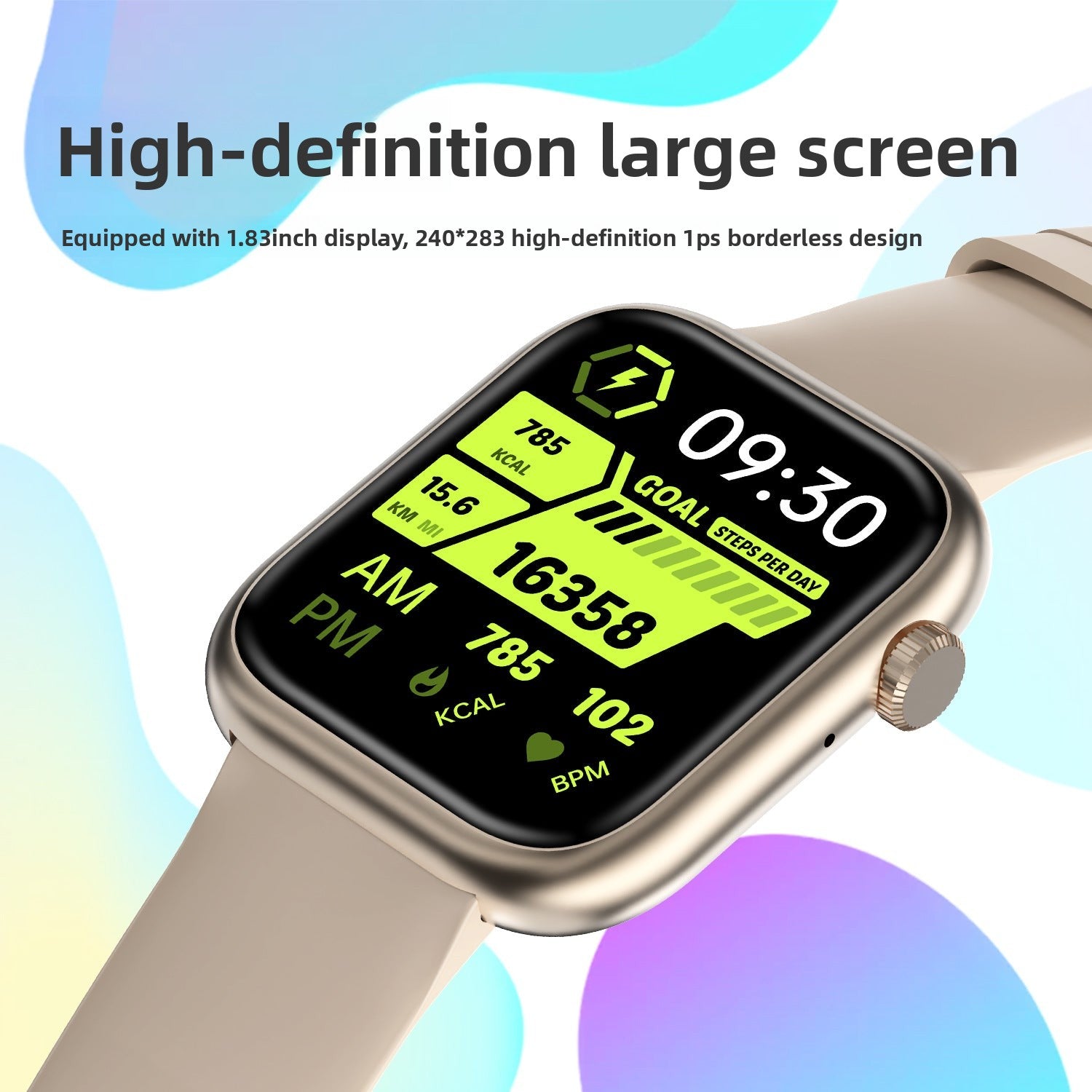 G104Smart Watch1.83inch Bluetooth Call True Heart Rate Pedometer Sleep Stress Monitoring Sports Watch