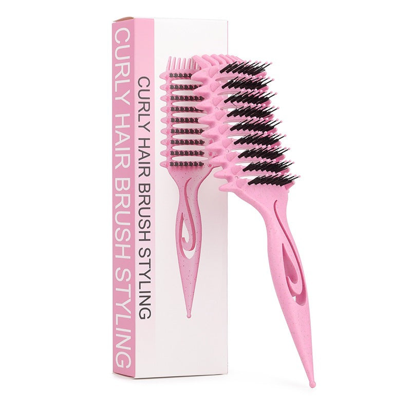 Ribbed Hollow Comb High Crown Top Voluminous Hair Women's Long Hair Curly Hair Bounce Style Defining Curling Comb Cross-Border