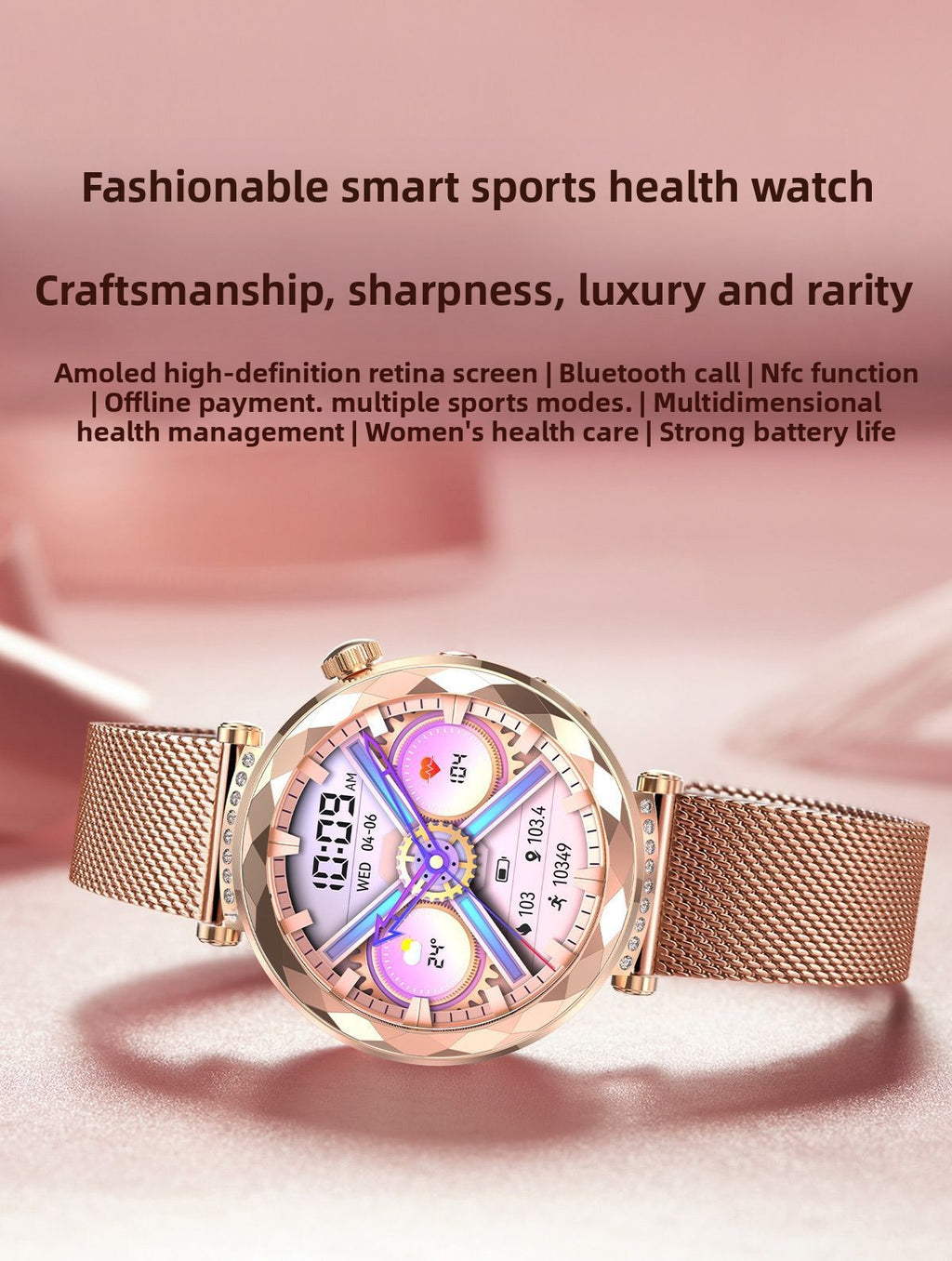 HK88Smart Watch Bluetooth Call Heart Rate Blood Pressure Blood Oxygen NFC Screen ladies multifunctional Bluetooth version touch screen
