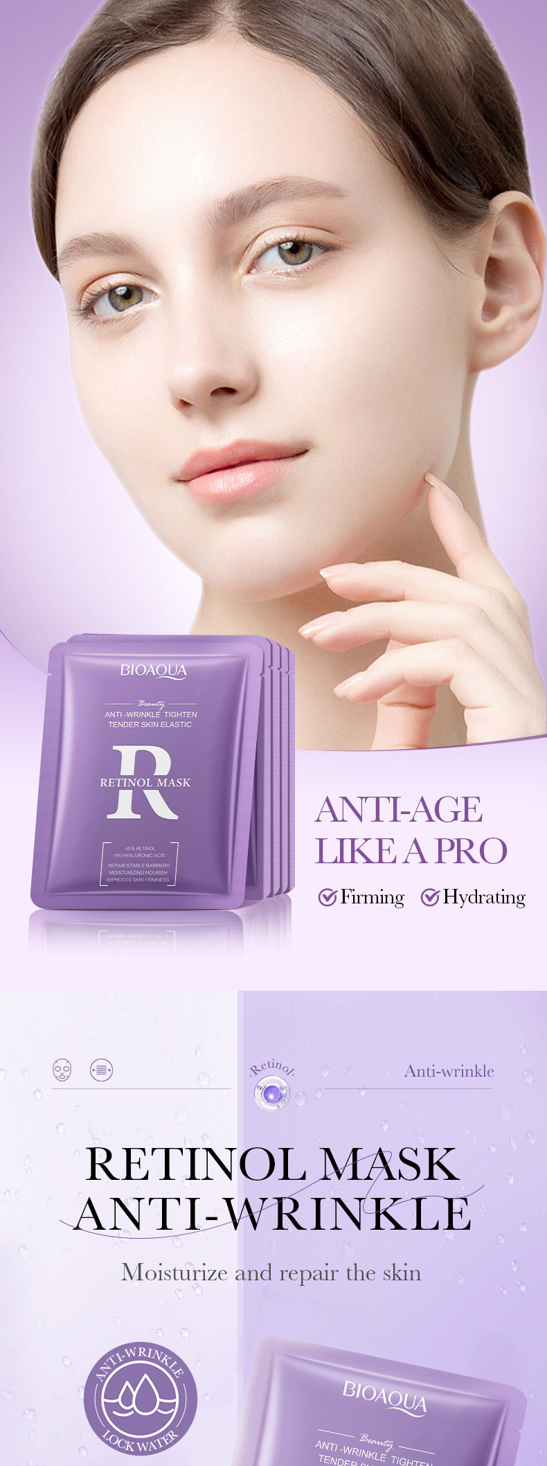 Full English Mask25g BIOAOUA Dimension C Retinol Hydrating Moisturizing Mask Sheet Pack  Wholesale