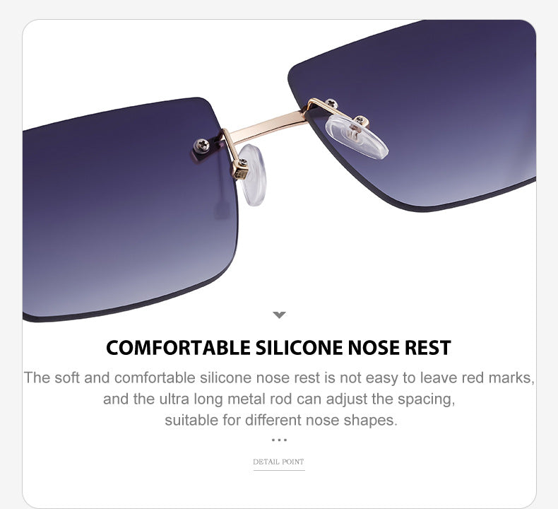 European and American Frameless Cut Edge Leopard Temple Sunglasses for Men Retro Square Frame Driving Sun Protection Sunglasses Wholesale Glasses
