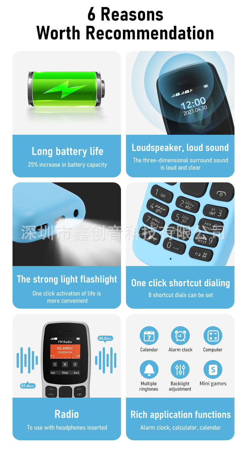 TK Straight Button Telephone106Feature Phone105Low-end Senior Phone with Multiple SIM Slots2G Hot-Selling Mobile Phone GM