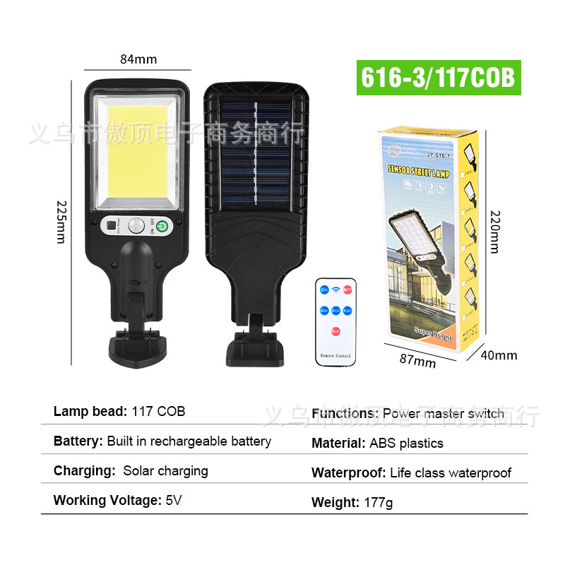 Outdoor Solar Street Light New Human Body Sensing Garden Light with Remote Control LED Wall Lamp Waterproof Garden Light