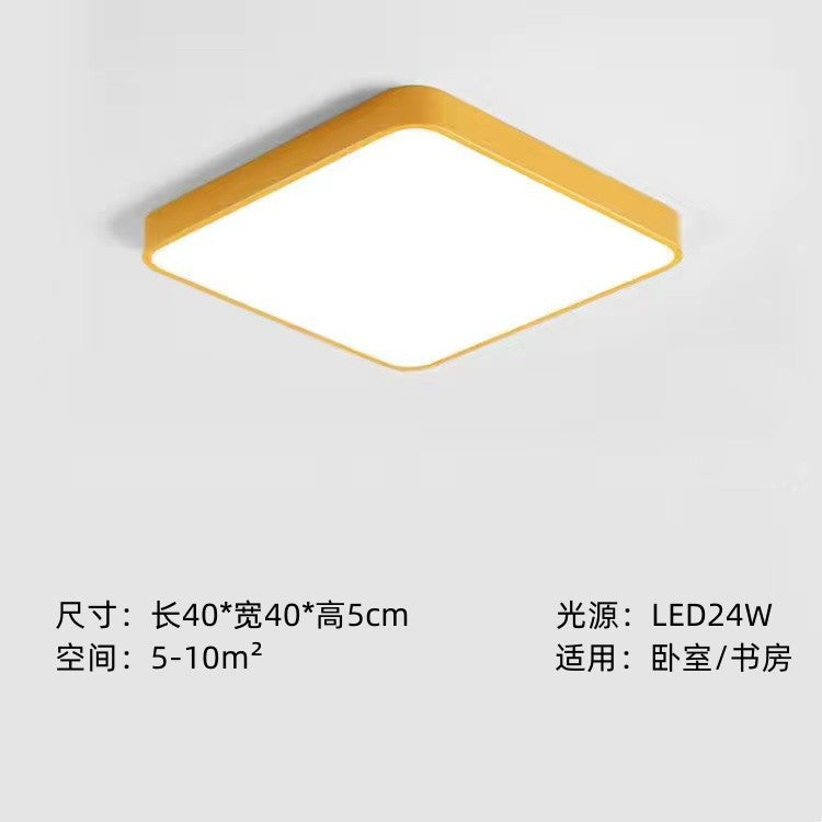 Home Living Room Lamp Rectangular Creative Macaron Ceiling Lamp Room Lamp Modern Simple Iron Art led Bedroom light