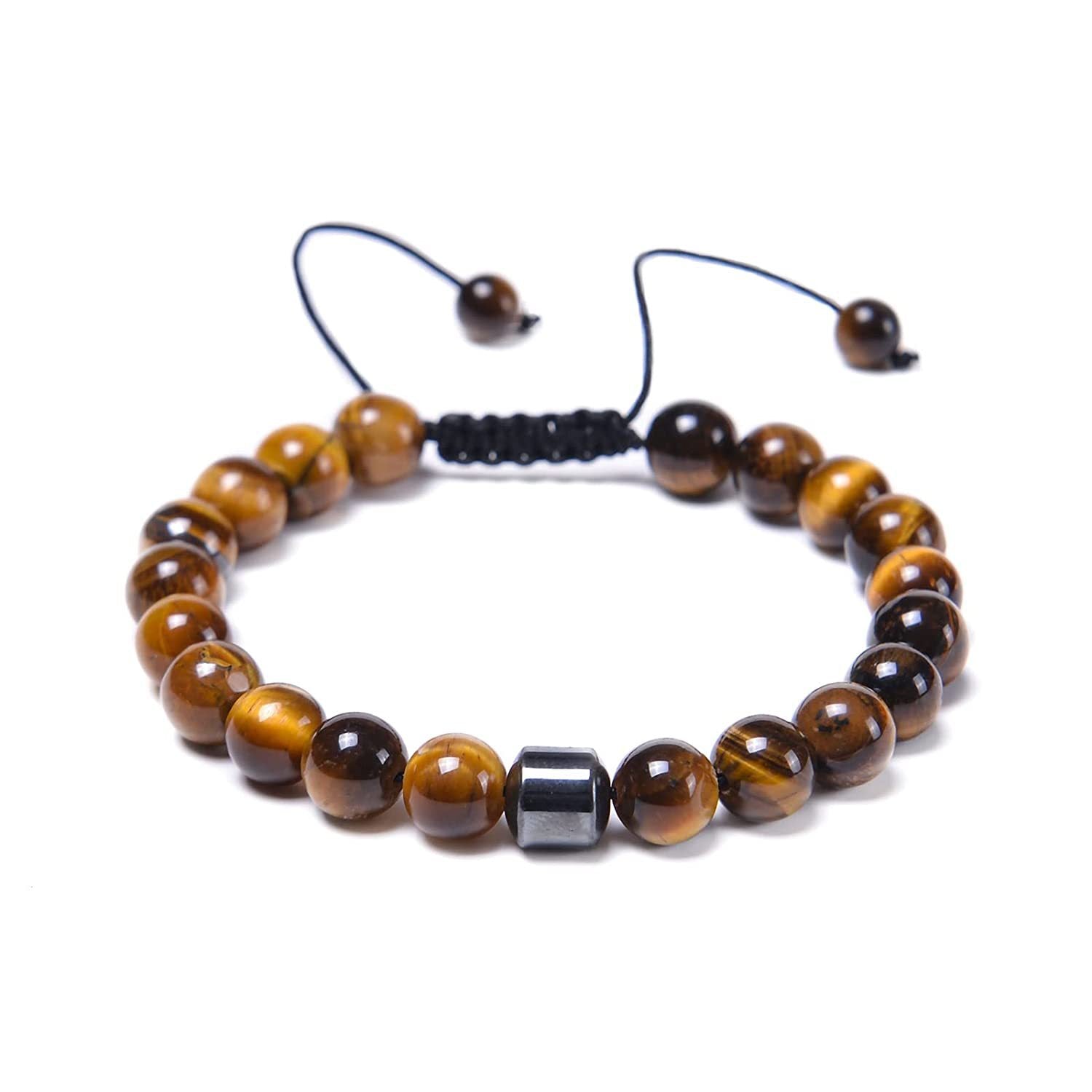 Popular Natural Tiger Eye Stone Alloy Bracelet Adjustable Braided Bracelet Factory Direct Sale