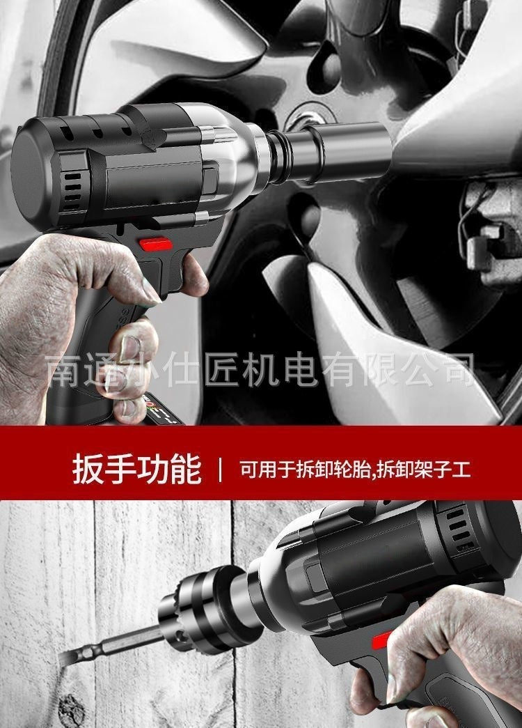 Cross-Border Foreign Trade Rechargeable Lithium Battery Wrench Household High Torque Auto Repair Air Gun Woodworking Framing Impact Wrench