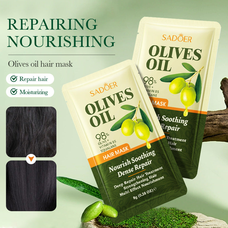 Olive Oil Hair Mask SADOER Repair and Improve Frizz Portable Sheet Hair Mask Cross-Border Wholesale