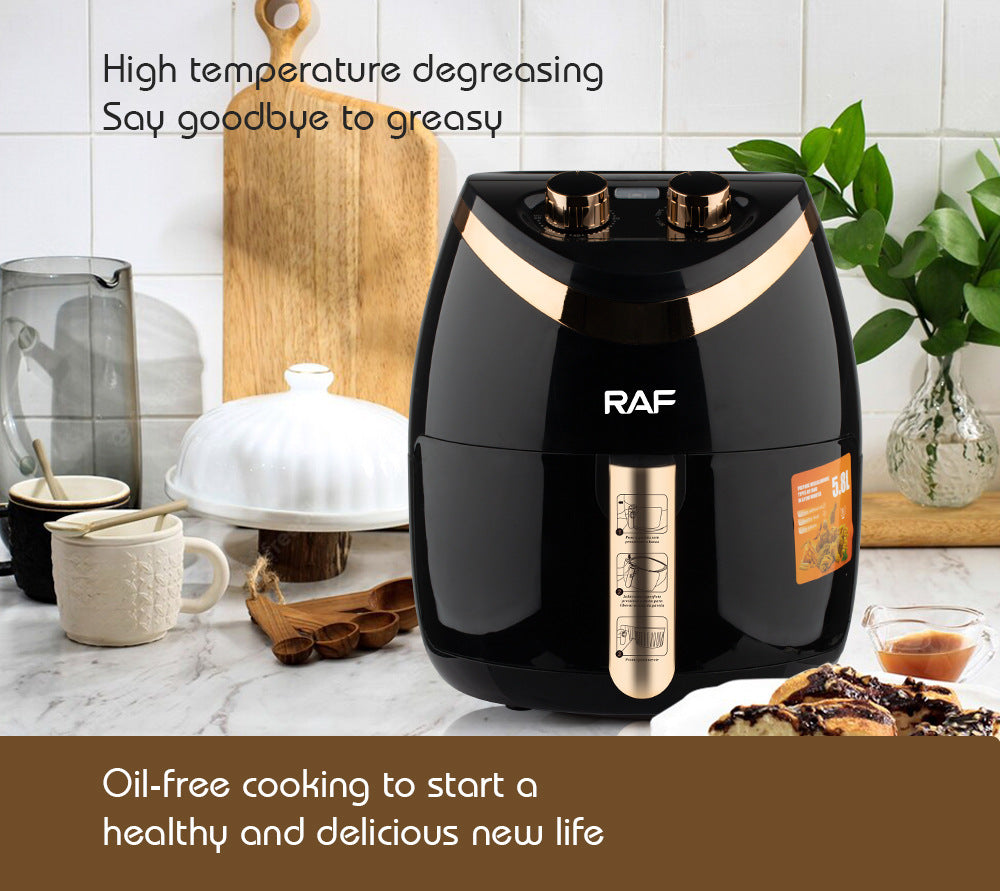 RAF European style air fryer for home use with large capacity Multifunctional Smart French Fries Fully Automatic Fryer 5.8L