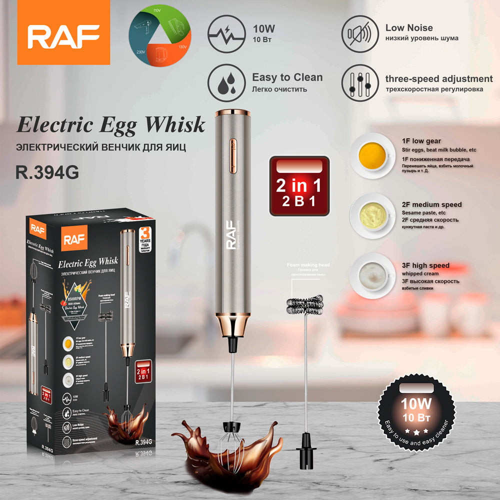 RAF Cafe Electric Milk Frother Milk Stirrer Whisk Egg Beater Coffee Frother Home Use 2-in-1