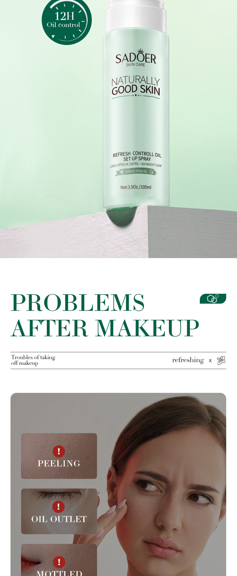 Makeup SADOER Makeup Setting Spray Clear and Refreshing Makeup Setting Moisturizing Spray Cross-Border Foreign Trade Wholesale