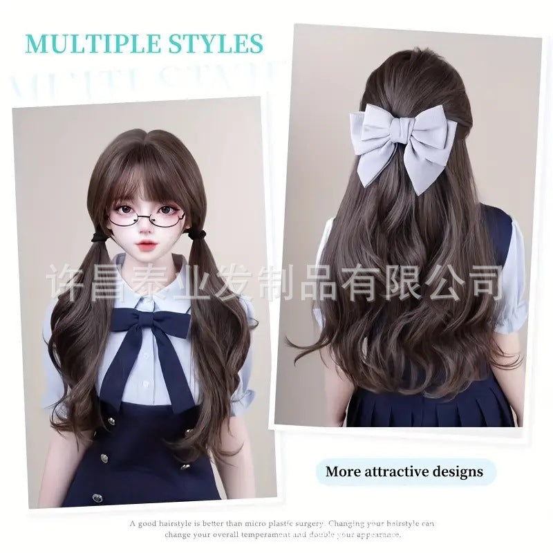 Amazon European and American Japanese and Korean Cross-Border Wig for Women, Realistic Large Scalp Long Curly Hair, Fashionable Fluffy Big Waves Full Wig