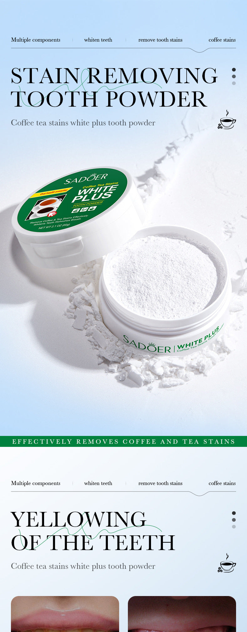 All English Tooth Powder60g SADOER Remove Tobacco Stains, Whiten Teeth, Clean Tartar, Strengthen Teeth Toothpaste  Wholesale