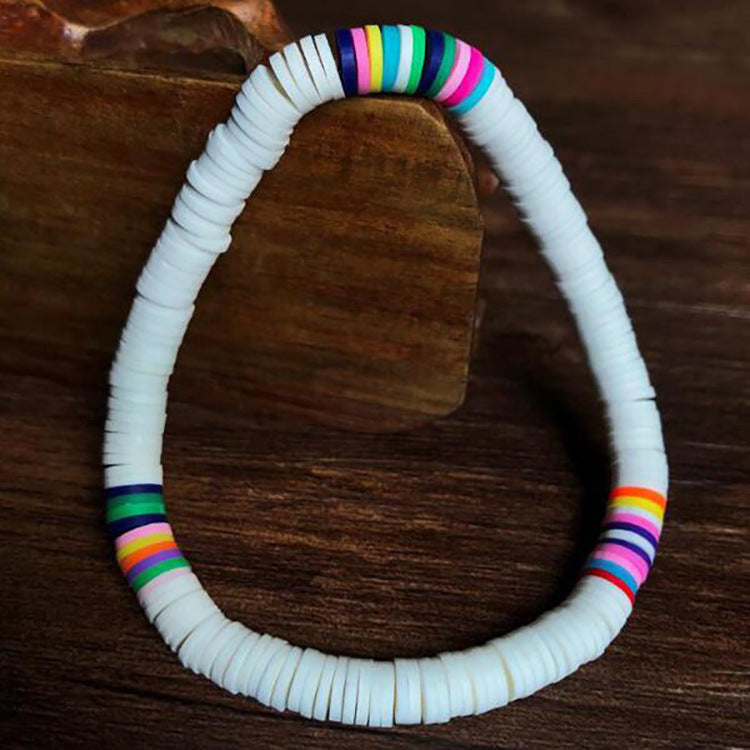 European and American Bohemian Soft Clay Bracelet Beach Party6mm Colorful Bracelet Ladies Elastic Rope Soft Clay Bracelet