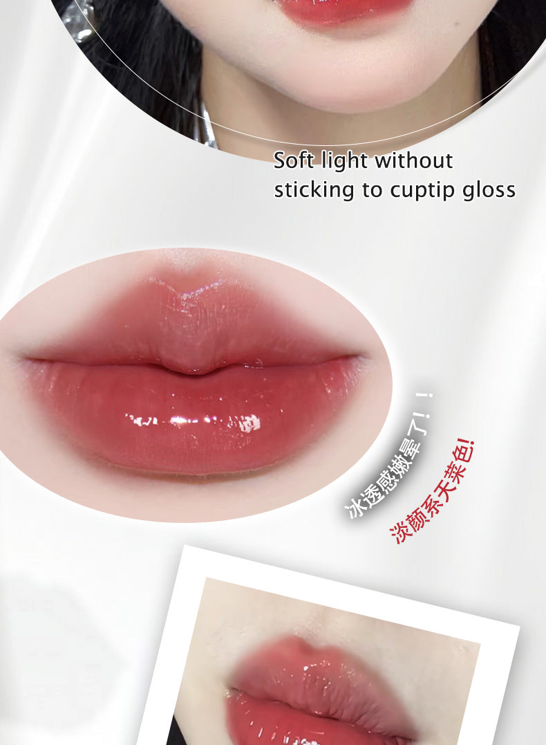 Lipstick Lip Gloss Brightening Non-Stick Cup Mirror Gloss Pouty Lips Tender Moisturizing Non-Drying Student Party Cosmetics Lipstick for Women