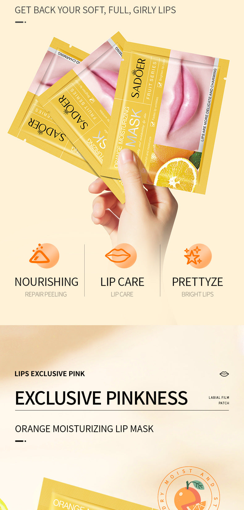 Orange Moisturizing Lip Mask SADOER Moisturizing lips anti-chapped lip mask cross-border foreign trade wholesale
