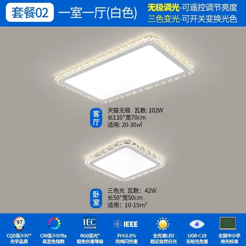 Light Luxury Living Room Ceiling Lamp2025New Year's Crystal Lamp High-end Bedroom Main Lamp Round led Eye Protection Lighting