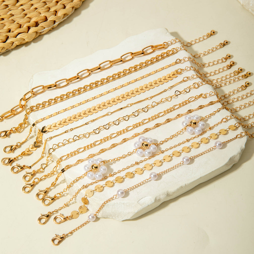 Fashionable Versatile Bracelet with Rhinestones and Imitation Pearl Set Ornament Wholesale Bracelets