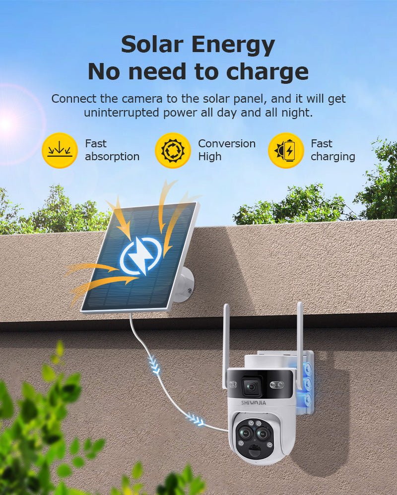 New three-eye waterproof solar camera15Times6MP High Definition Wireless Multi-zone Surveillance Gun Ball Machine