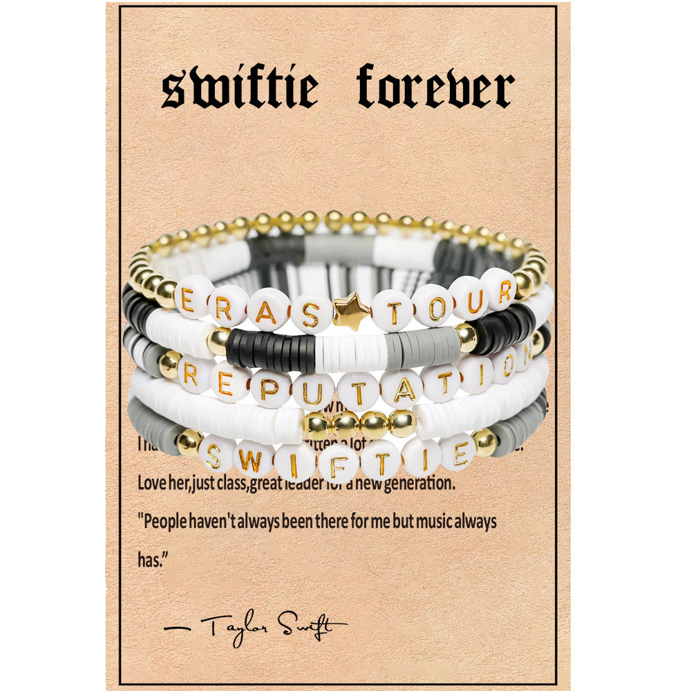 Taylor Music Jewelry Bracelet for Women Versatile High-End Bohemian Accessories SWIFTIE Alphabet Soft Clay Bracelet